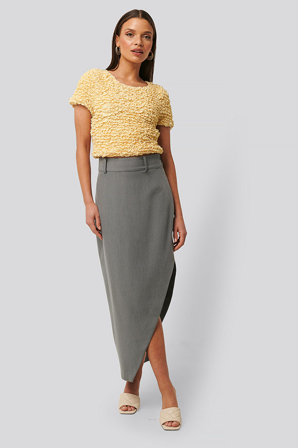 NA-KD Classic Maxi Tailored Asymmetric Skirt grå