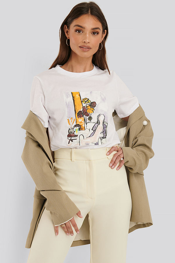 NA-KD Tryckt T-Shirt vit