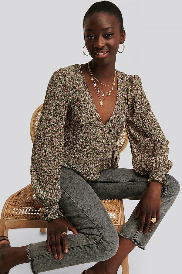 NA-KD Boho Veckad Blus multicolor