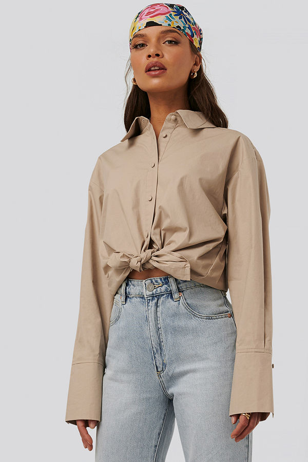 NA-KD Trend Bomullsskjorta beige