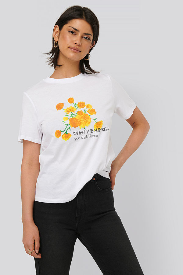 NA-KD Tryckt T-Shirt vit
