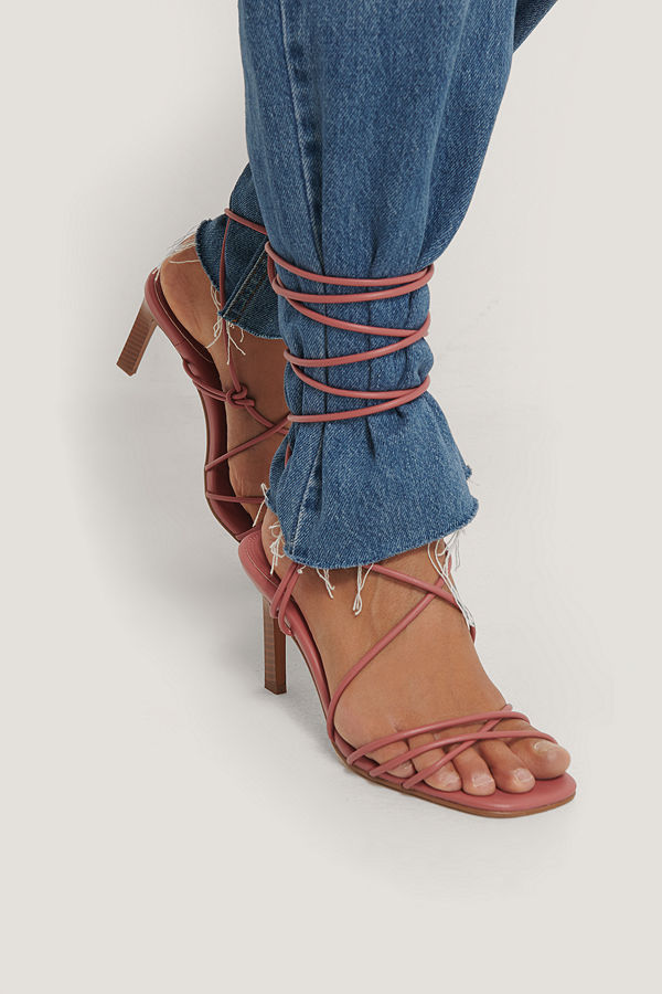 NA-KD Shoes Högklackade Med Remmar Över Vaden rosa