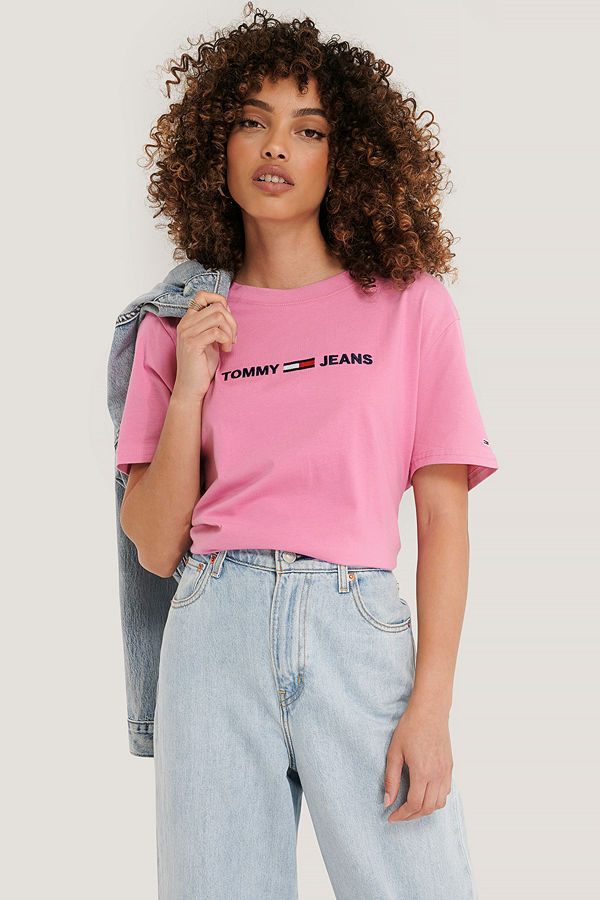 Tommy Jeans Modern Rak T-Shirt Med Logga rosa