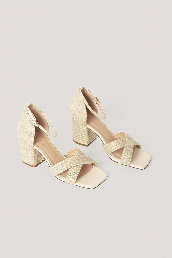 NA-KD Shoes Braided Raffia Heels nude