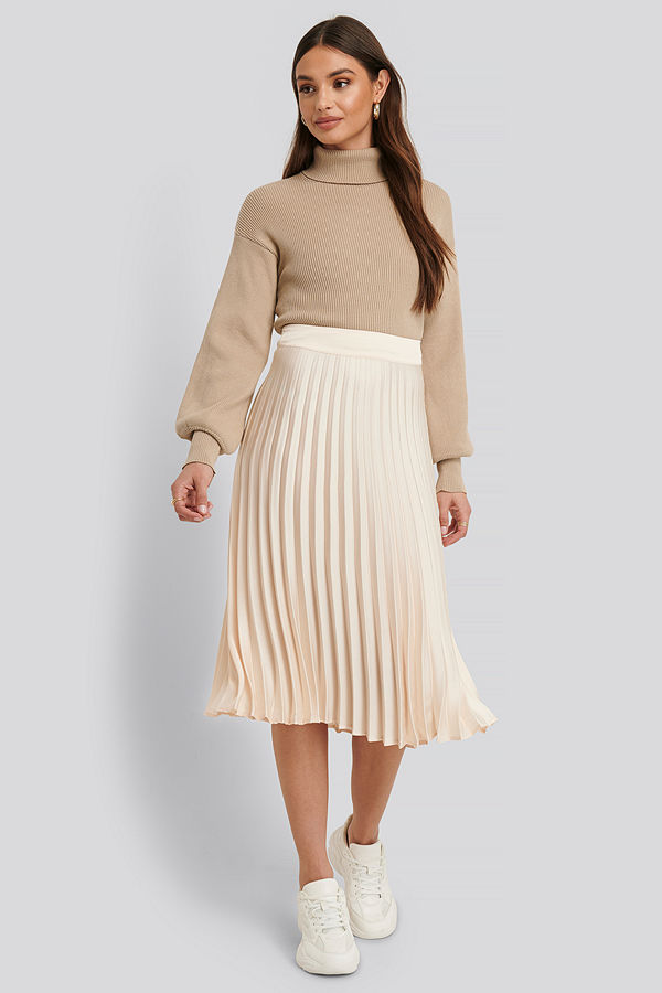 Rut & Circle Veckad Kjol beige