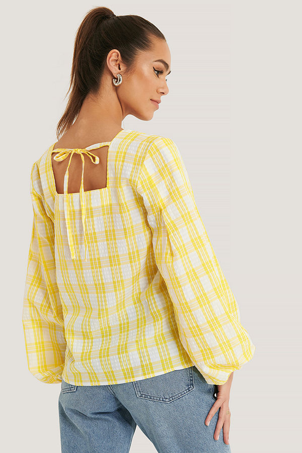 NA-KD Boho Structure Check Blouse multicolor