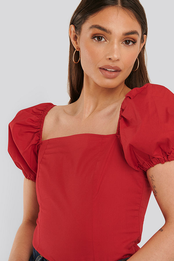NA-KD Trend Blus Med Kort Ärm röd