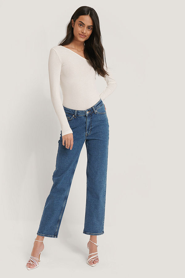NA-KD Denim Med Raka Ben blå