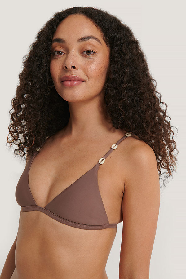 NA-KD Swimwear Sea Shell Triangle Bikini Top brun