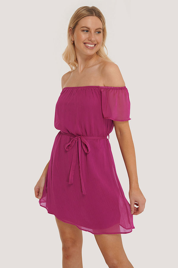 Trendyol Miniklänning I Offshouldermodell Med Bälte lila
