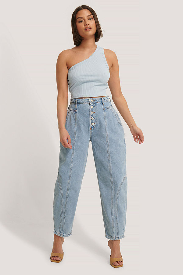 Trendyol Ballongjeans Med Hög Midja blå