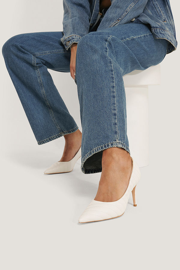NA-KD Shoes Quilted Pointy Pumps vit