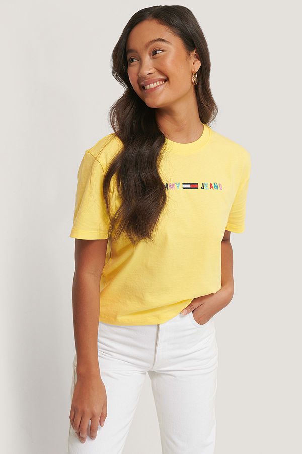 Tommy Jeans T-Shirt Med Logga gul