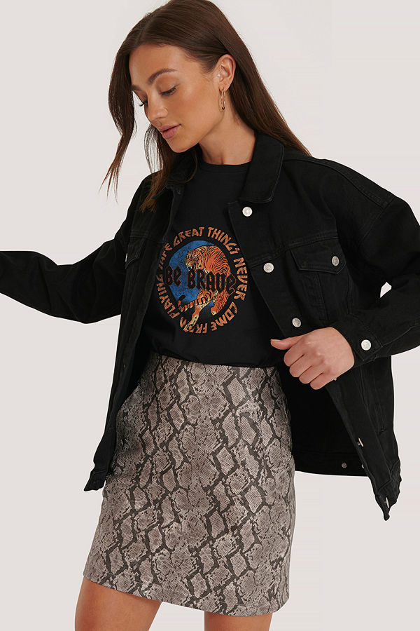NA-KD Oversize Denimjacka svart