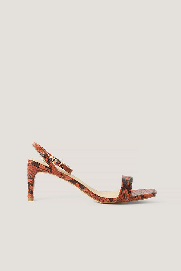 NA-KD Shoes Snake Basic Block Heel Sandals röd