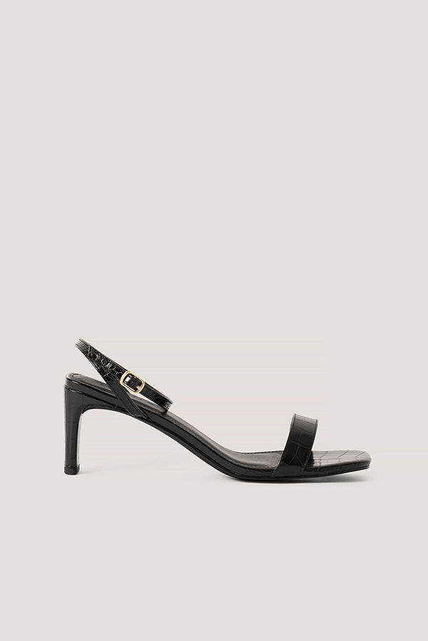 NA-KD Shoes Croc Basic Block Heel Sandals svart