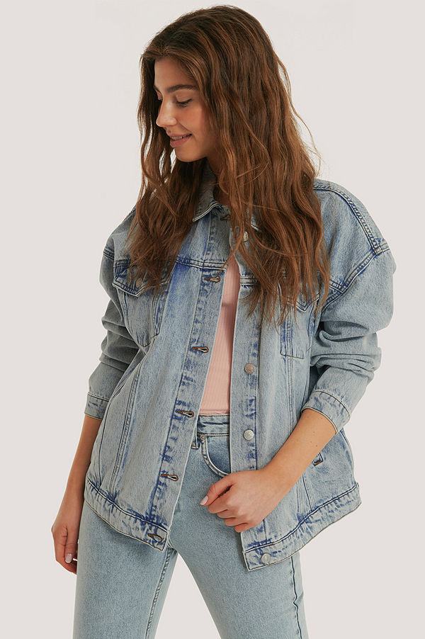 NA-KD Oversize Denimjacka blå