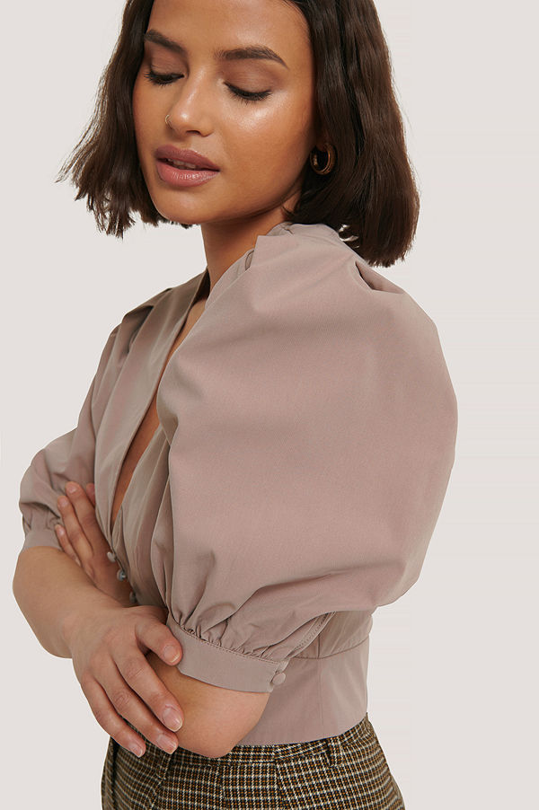 Chloé B x NA-KD Blus Med Ballongärm rosa