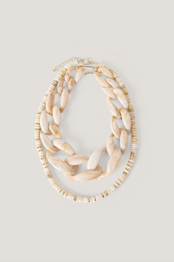 NA-KD Accessories smycke 2-Pack Oversize Halsband I Harts nude