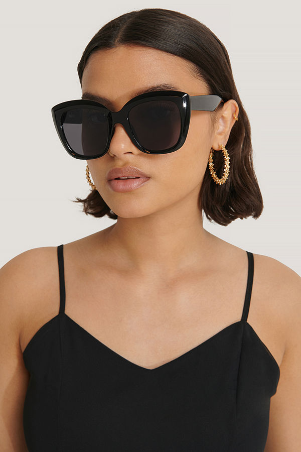 NA-KD Accessories Oversize Rundade Cateye-Solglasögon svart