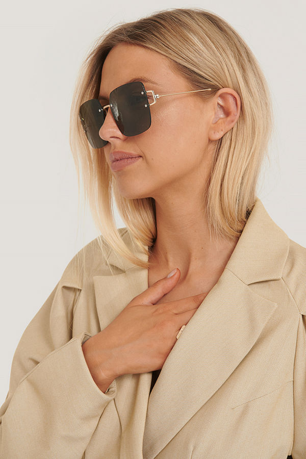 NA-KD Accessories Oversize Fyrkantiga Retrosolglasögon grön