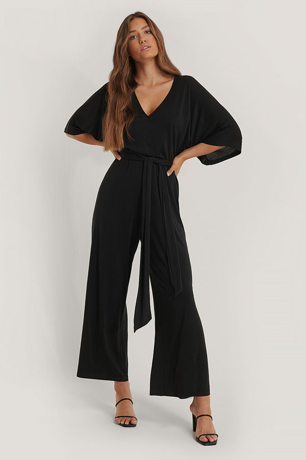NA-KD V-Ringad Jumpsuit svart