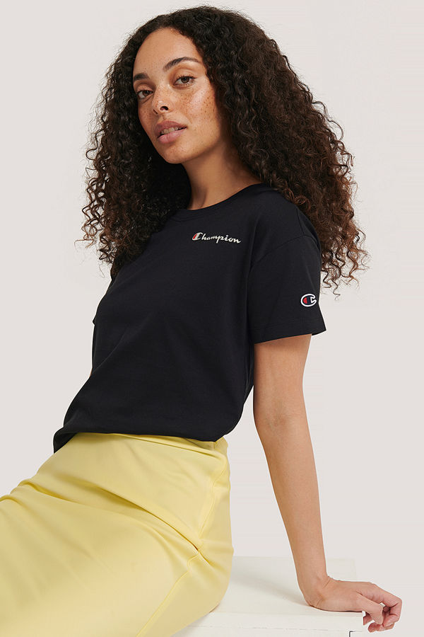 Champion T-Shirt Med Rund Halsringning Och Logo svart