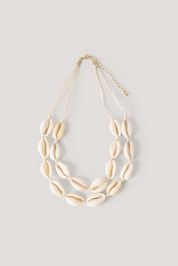 NA-KD Accessories smycke Tvåradigt Halsband Med Snäckor beige