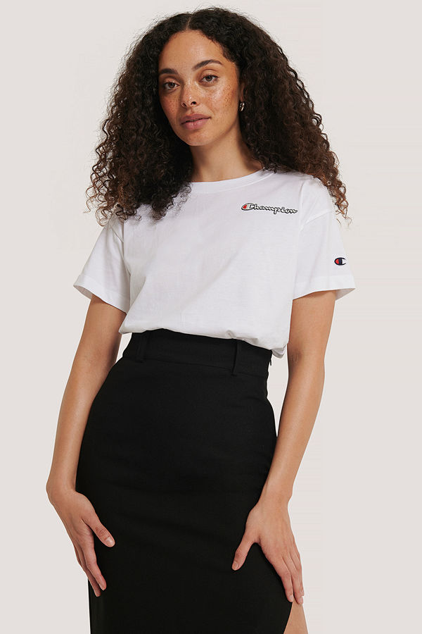 Champion T-Shirt Med Rund Halsringning Och Logo vit