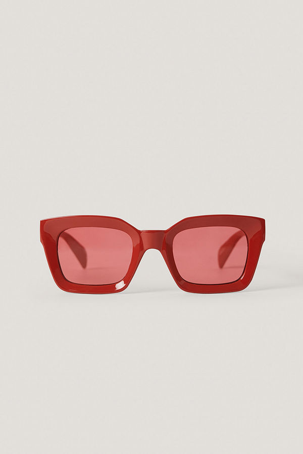 NA-KD Accessories Square Frame Sunglasses röd