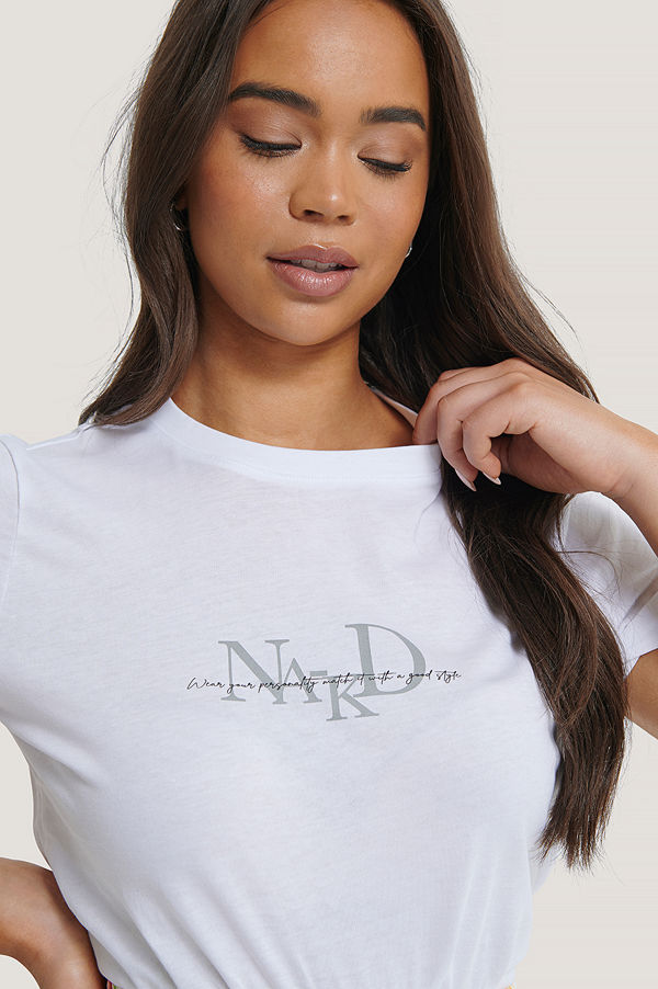 NA-KD T-Shirt Med Logga vit
