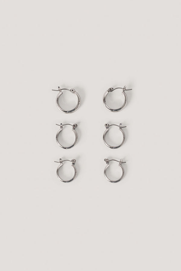 NA-KD Accessories smycke 3-Pack Tjocka Basic Hoops silver
