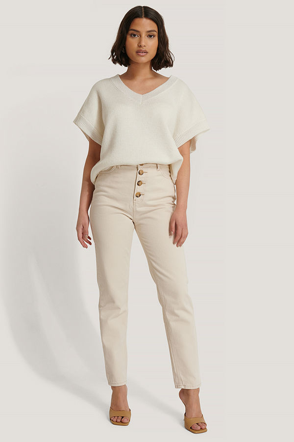Trendyol Jeans Med Knappar Fram beige