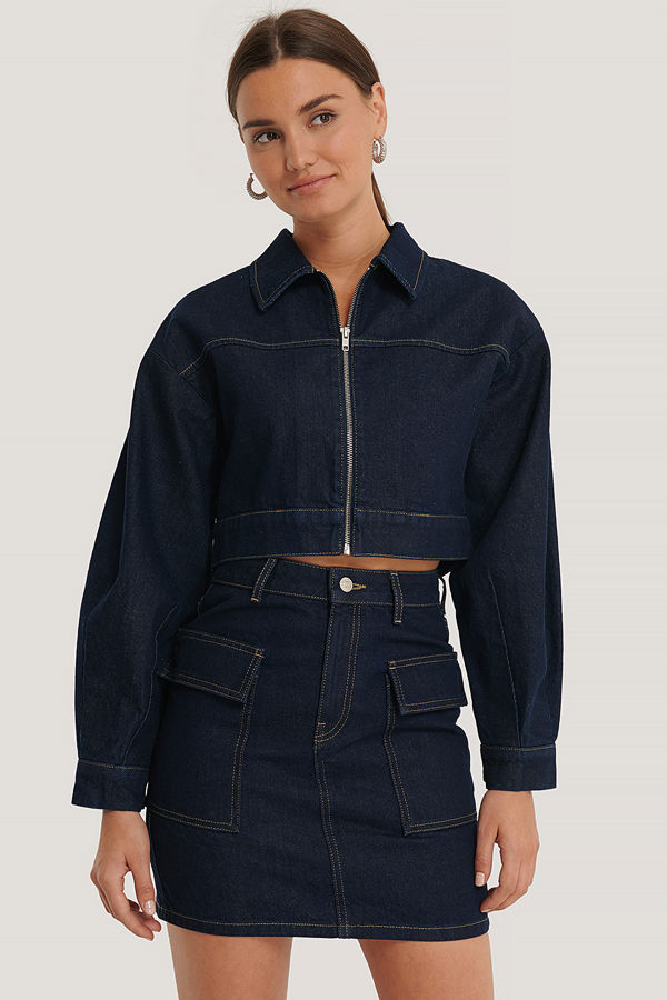 NA KD Trend Croppad Denimjacka Med Dragkedja blå NA KD Trend Denimjacka svart Modegallerian