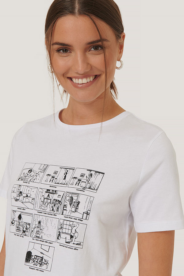 NA-KD Tryckt T-Shirt vit