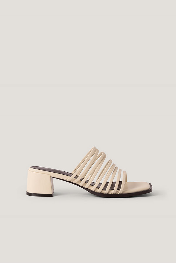 NA-KD Shoes Sandaler Med Blockklack Och Många Remmar beige