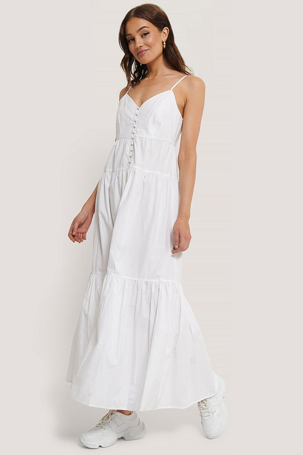 NA KD Boho Maxiklänning Med Knappar vit Klänningar online NA KD Boho Klänning vit Klänningar online Modegallerian