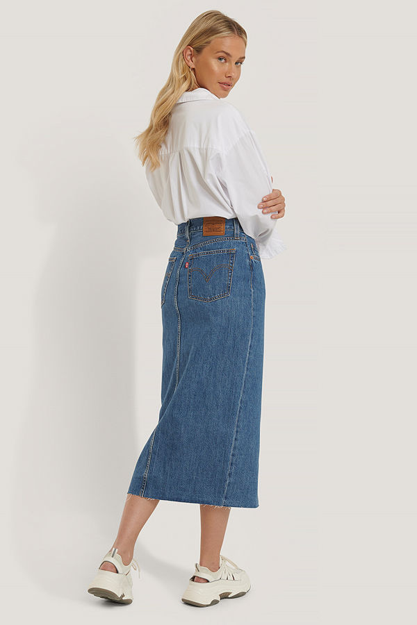Levi's Midiklänning Med Knappar Fram blå