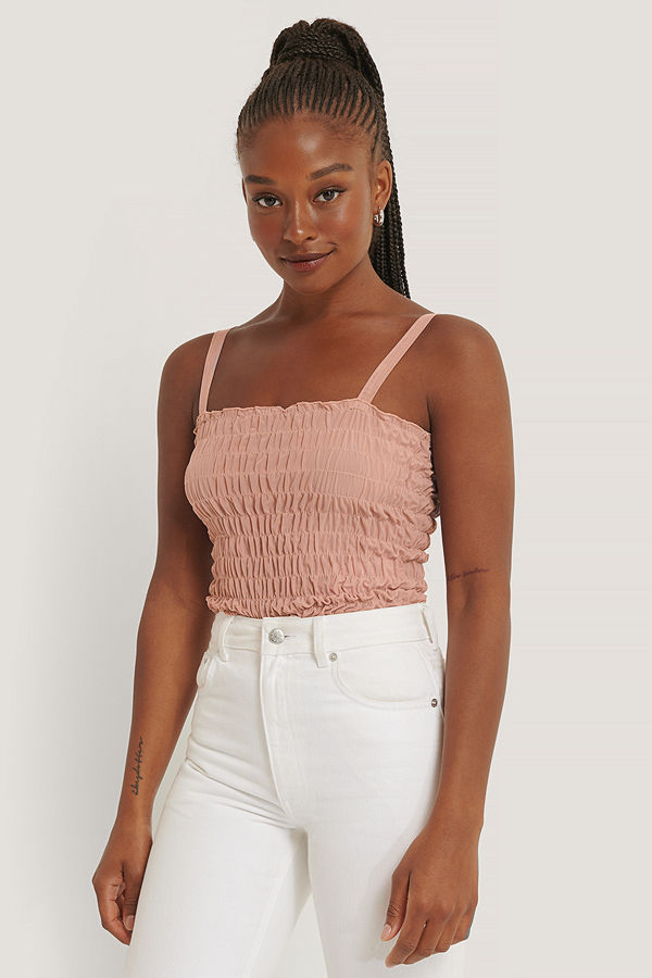 NA-KD Boho Meshlinne Med Smock rosa