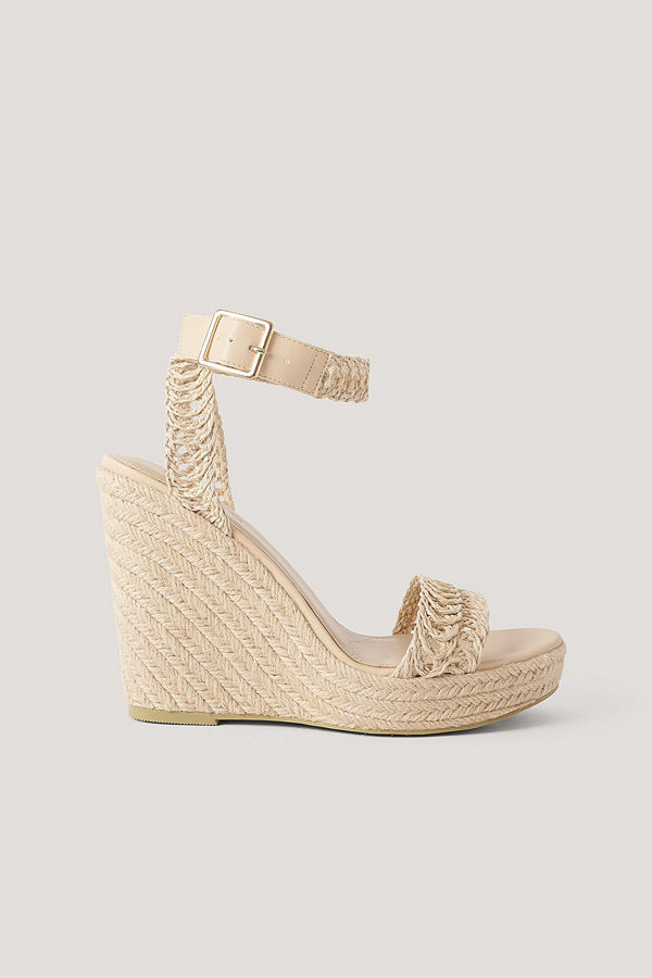 NA-KD Shoes Låga Sandaler Med Remmar Och Sula I Jute beige