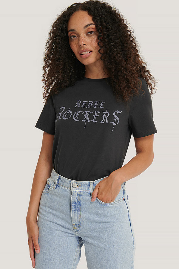 NA-KD Trend T-Shirt Med Tryck svart