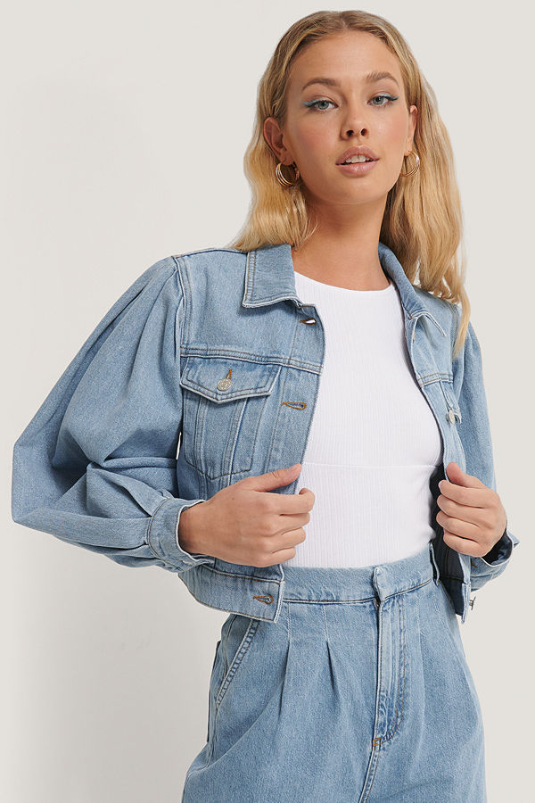 Annais x NA-KD Denimjacka Med Ballongärm blå