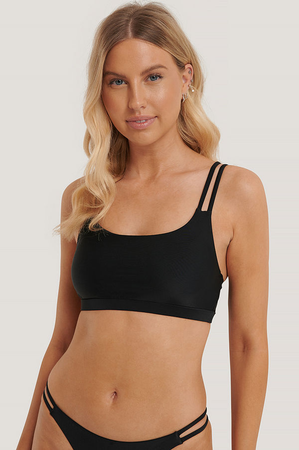 NA-KD Swimwear Two Strap Bikini Sport Bra svart
