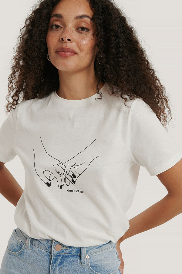 NA-KD T-Shirt Med Tryck offvit