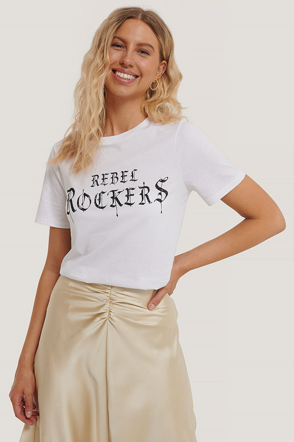 NA-KD Trend T-Shirt Med Tryck vit