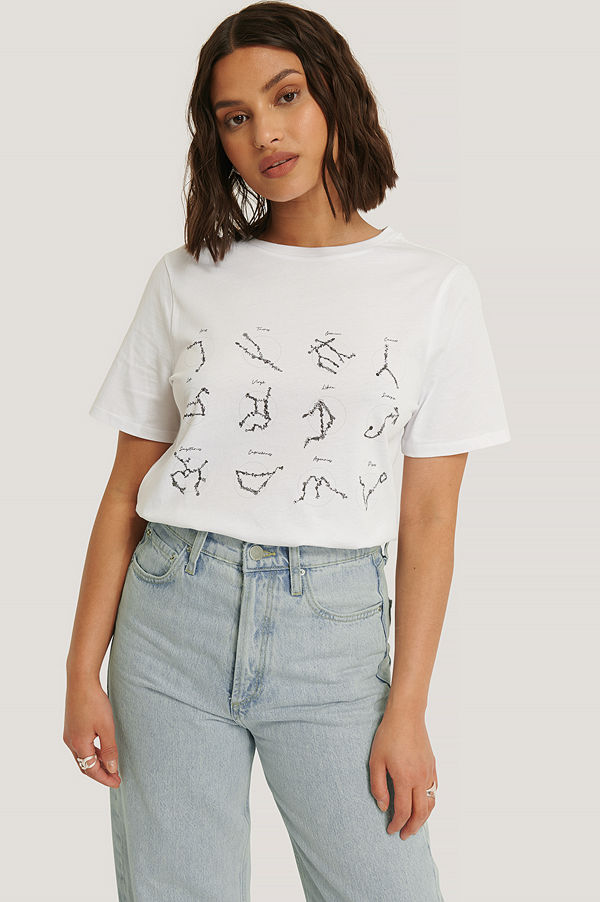 NA-KD Reborn Ekologisk T-shirt Med Tryck vit