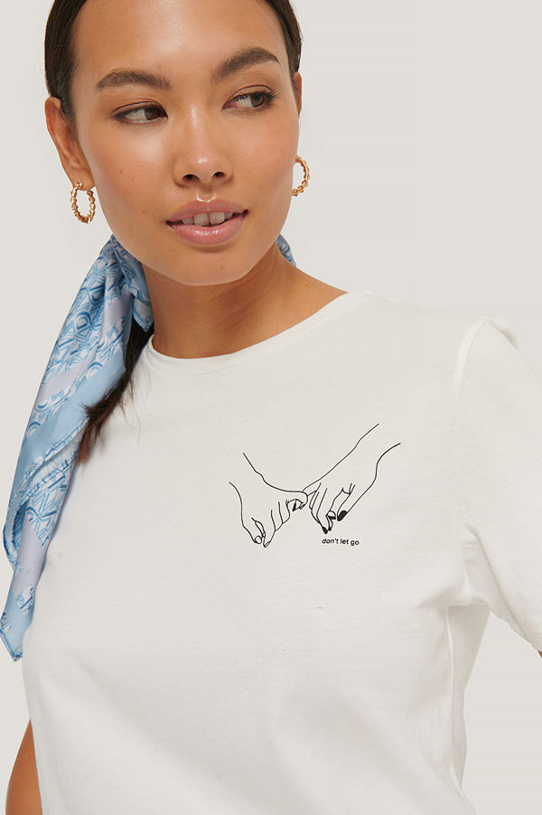 NA-KD Liten T-Shirt Med Tryck offvit