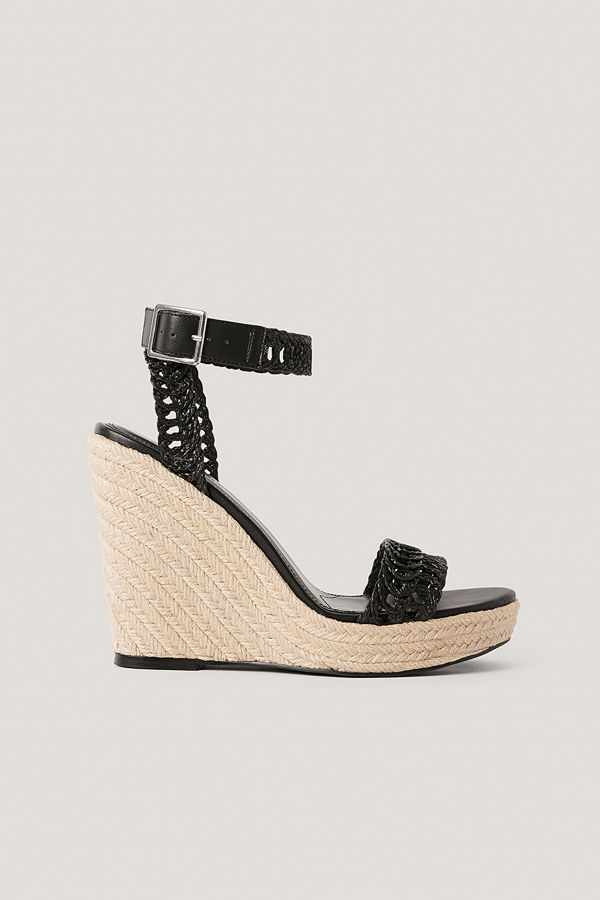 NA-KD Shoes Låga Sandaler Med Remmar Och Sula I Jute svart
