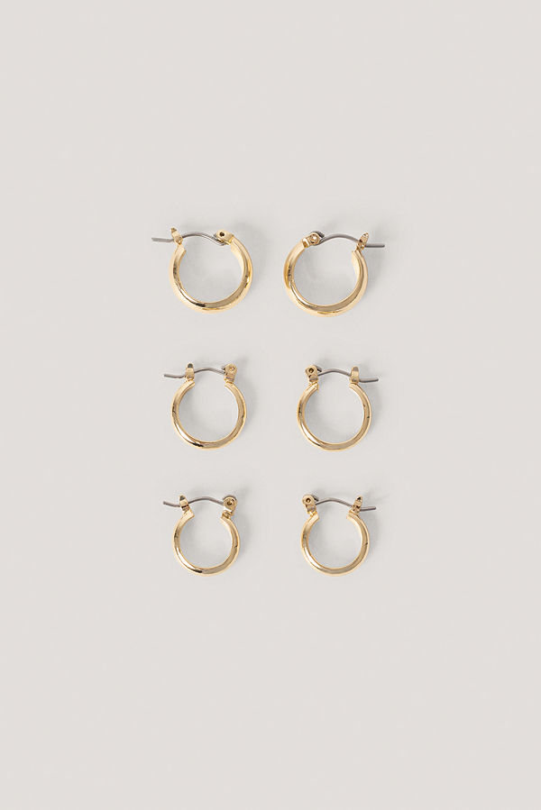 NA-KD Accessories smycke 3-Pack Tjocka Basic Hoops guld