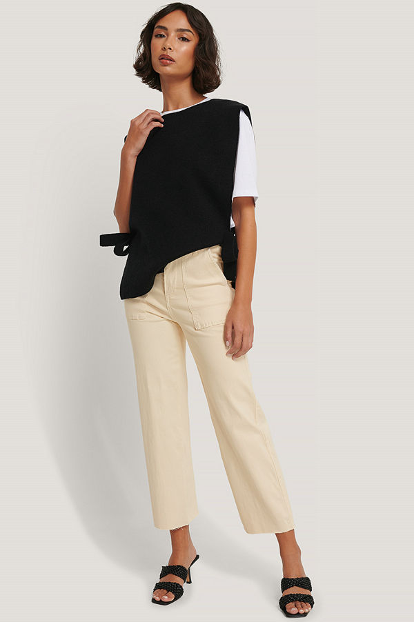 Glamorous Croppade Jeans Med Hög Midja beige